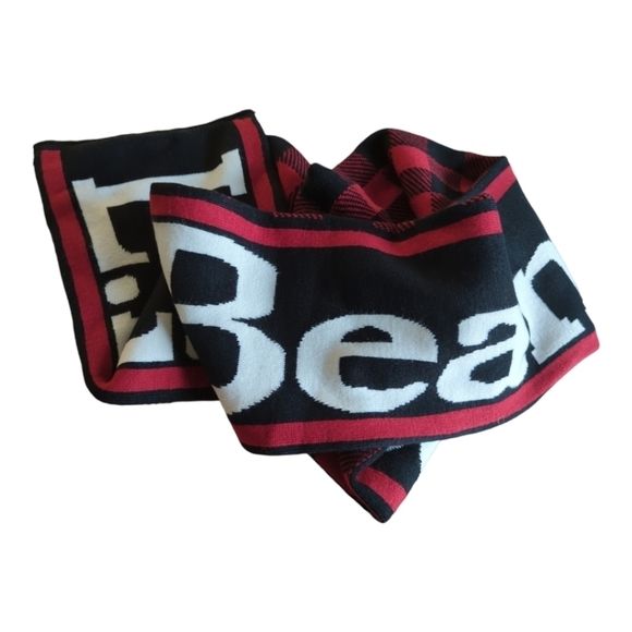 L.L. Bean Buffalo Plaid Logo Print Reversible Winter Scarf Red/Black/White - Picture 7 of 8